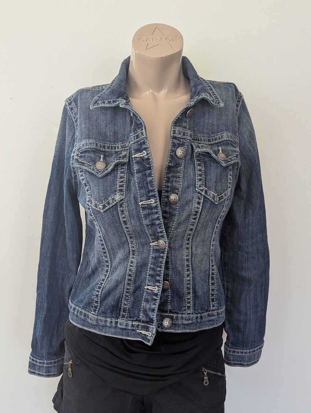 Silver Jeans Fitted Blue Denim Jacket for Women